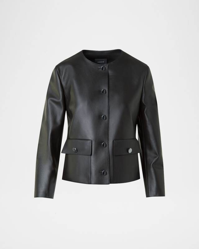 Lamb Nappa Leather Collarless Jacke†